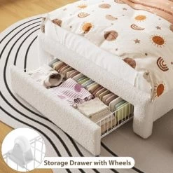 Upholstered Bed Frame With 2-Tier Storage Headboard, LED Platform Bed With Charging Station And Drawer For Kids/Girls/Boys 14 Upholstered Bed Frame With 2-Tier Storage Headboard, LED Platform Bed With Charging Station And Drawer For Kids/Girls/Boys -Garvee GUEST 84cb7f28 4931 47c1 b746 4151c0ba9396