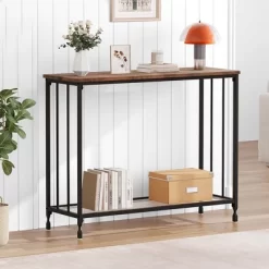 Whizmax Console Table, Sofa Tables Narrow Entryway Table With Glass Shelf And Metal Frame For Living Room, Foyer, Bedroom