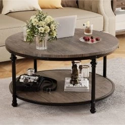 Round Coffee Table Coffee Table For Living Room 2-Tier Rustic Wood Desktop With Storage Shelf Modern Design Home Furniture 16 Round Coffee Table Coffee Table For Living Room 2-Tier Rustic Wood Desktop With Storage Shelf Modern Design Home Furniture -Garvee GUEST 85ba57da 7450 4613 a541 252e0d26b7f0