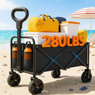 Foldable Collapsible Durable All Terrain Utility Pull Camp Beach Wagon 11 Foldable Collapsible Durable All Terrain Utility Pull Camp Beach Wagon - Image 9