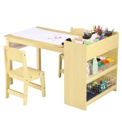 Garvee Kids Art Table And 2 Chairs--Craft Table With Large Storage Shelves,WarmYellow -Garvee GUEST 86cfd990 d05f 45c8 926e 440aaa94c813