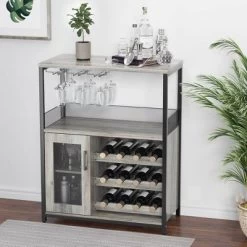 Whizmax Wine Bar Cabinet With Storage,Small Liquor Cabinet,Bar Cabinet With Glass Holder For Apartment,Bar,Kitchen,Dining Room,Home Decor -Garvee GUEST 873afa10 10df 476a b9ba 3736e51a94b5