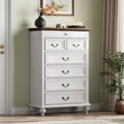 Farmhouse Tall Dresser For Bedroom With 7 Drawers, 50" Tall Large Wood Chest Of Drawers 18 Farmhouse Tall Dresser For Bedroom With 7 Drawers, 50" Tall Large Wood Chest Of Drawers -Garvee GUEST 8747c0ea f1cf 4ba1 8a29 e7df44dfce95