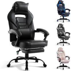 360° Swivel Height Adjustable Gaming Chair With Retractable Footrest & Ergonomic Lumbar High Back PU Leather Computer Chair With Headrest For Office 23 360° Swivel Height Adjustable Gaming Chair With Retractable Footrest & Ergonomic Lumbar High Back PU Leather Computer Chair With Headrest For Office -Garvee GUEST 87dcbe49 2c71 4e55 a834 d911dd436e32