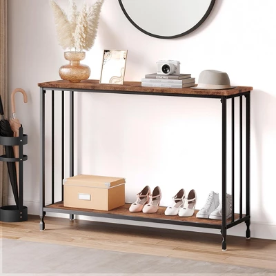 Narrow Console Table, Small Entryway Table With Engineered Wood Shelf And Metal Frame 9 Narrow Console Table, Small Entryway Table With Engineered Wood Shelf And Metal Frame - Image 7