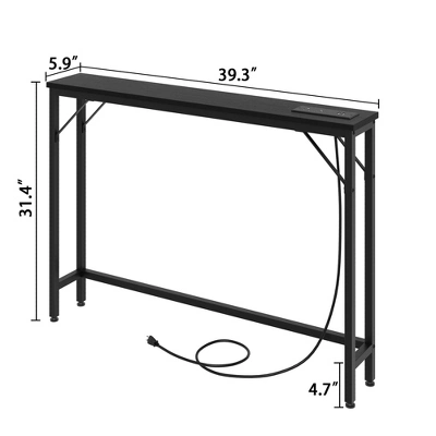 Garvee 5.9" Narrow Sofa Table With Outlets, Skinny Console Table With Storage, Slim Behind Couch Table For Living Room, Hallway, Foyer 4 Garvee 5.9" Narrow Sofa Table With Outlets, Skinny Console Table With Storage, Slim Behind Couch Table For Living Room, Hallway, Foyer - Image 2