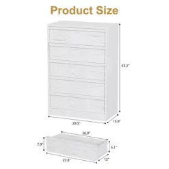 Garvee 5 Tall Wooden Drawer Dresser, Modern 5 Chest Of Drawers With Storage Freestanding, For Bedroom, Living Room, White -Garvee GUEST 899f77de 0837 4187 a1b2 7b9b1d495bcd