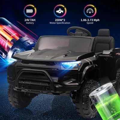 Ride On Truck For Kids, 24V 2 Seater, Battery Powered Vehicle Toddlers Ride On Car Toy With Trunk, Handle, Electric Car For Kids 4 Ride On Truck For Kids, 24V 2 Seater, Battery Powered Vehicle Toddlers Ride On Car Toy With Trunk, Handle, Electric Car For Kids - Image 2