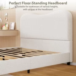Bed Frame For Kids With Velvet Upholstered Headboard, Cute Low Profile Platform Bed For Girls And Boys -Garvee GUEST 8b8d04ce 5bf7 42e6 a4b6 8ff0c48fb37b