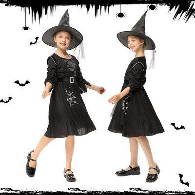 Garvee Black Witch Costume For Girls--Halloween Plush Witch Dress With Hat 4 Garvee Black Witch Costume For Girls--Halloween Plush Witch Dress With Hat - Image 2