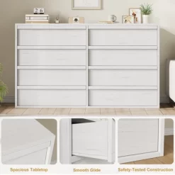 Garvee 8 Drawer Dresser For Bedroom, 54" White Double Dresser Organizer With Concave Handle, Modern Chest Of Drawer For Bedroom Living Room Nursery 11 Garvee 8 Drawer Dresser For Bedroom, 54" White Double Dresser Organizer With Concave Handle, Modern Chest Of Drawer For Bedroom Living Room Nursery -Garvee GUEST 8bd611a6 8389 42d1 8fd1 2560f8fd76aa