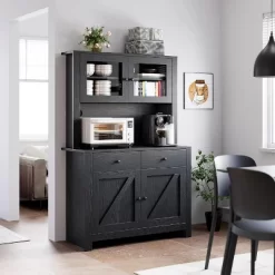 Freestanding Kitchen Pantry Cabinet With Microwave Stand & Buffet Cupboard, Adjustable Shelves For Dining Room 20 Freestanding Kitchen Pantry Cabinet With Microwave Stand & Buffet Cupboard, Adjustable Shelves For Dining Room -Garvee GUEST 8c14b402 a395 4ab7 9414 28b4f42524c4