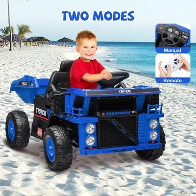 Ride On Dump Truck, 12 Volt Ride On Toys With Electric Dump Bed, Electric Car For Kids With Remote Control, Shoel, LED Lights, Musci Player 4 Ride On Dump Truck, 12 Volt Ride On Toys With Electric Dump Bed, Electric Car For Kids With Remote Control, Shoel, LED Lights, Musci Player - Image 3