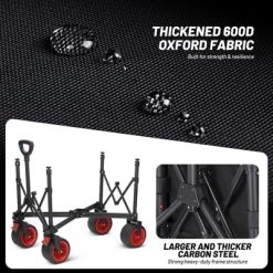 Garvee Foldable Wagon Cart With Big Wheels, Collapsible Utility Cart With Adjustable Handle, Side Pockets And Cup Holder For Shopping, Garden, Black -Garvee GUEST 8cf58c4d 0ce5 44b7 8f54 b74083a3d361