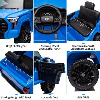 Ride On Car For Kids, Licensed Toyota Ride On Truck, Battery Powered Electric Car With Remote Control, MP3, LED Lights, For 3+ 5 Ride On Car For Kids, Licensed Toyota Ride On Truck, Battery Powered Electric Car With Remote Control, MP3, LED Lights, For 3+ - Image 3