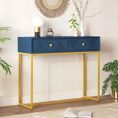 38" Console Table With 2 Drawers, Wooden Entryway Table, Narrow Long Sofa Couch Table, Hallway Foyer Table For Living Room Entryway 12 38" Console Table With 2 Drawers, Wooden Entryway Table, Narrow Long Sofa Couch Table, Hallway Foyer Table For Living Room Entryway - Image 10