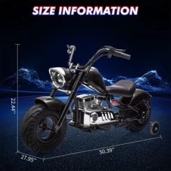 Kids Electric Off-Road Motorcycle, 36V 350W Ride On Electric Motorcycle With Training Wheels, Spring Suspension, Led, Music