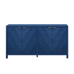 Sideboard Buffet Cabinet, Wooden Floor Storage Console Table, Sideboard Cabinet W/4 Honeycomb Pattern Designed Doors For Entryway Dining Room, Blue 21 Sideboard Buffet Cabinet, Wooden Floor Storage Console Table, Sideboard Cabinet W/4 Honeycomb Pattern Designed Doors For Entryway Dining Room, Blue -Garvee GUEST 8e7cf0c2 0b10 4138 843d f734cf075c25