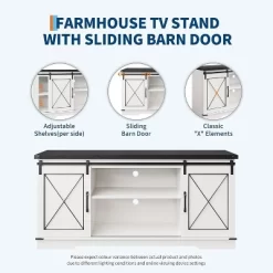Farmhouse TV Stand And Entertainment Center For TV Up To 65 Inches With Sliding Barn Doors And Adjustable Shelf, White & Brown 12 Farmhouse TV Stand And Entertainment Center For TV Up To 65 Inches With Sliding Barn Doors And Adjustable Shelf, White & Brown -Garvee GUEST 8efd970c c41a 4fd0 9d01 8cea4527ae59