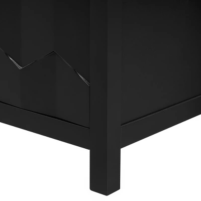 Sideboard Buffet Cabinet, Wooden Floor Storage Console Table, Sideboard Cabinet W/4 Honeycomb Pattern Designed Doors For Entryway Dining Room, Blue 6 Sideboard Buffet Cabinet, Wooden Floor Storage Console Table, Sideboard Cabinet W/4 Honeycomb Pattern Designed Doors For Entryway Dining Room, Blue - Image 4