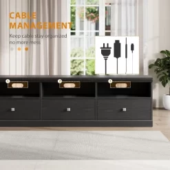 70in TV Stand For TVs Up To 80", Modern Entertainment Center With Storage Drawer, Shelves, TV Console Media Cabinet For Living Room, Bedroom, Black -Garvee GUEST 8f9b8376 32bc 4eb8 a025 3940f784ac74