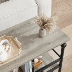 Garvee Console Table, 3-Tier Sofa Tables Narrow Entryway Table With Storage, 43" Behind Couch Table Industrial Hallway Table, Rustic Gray -Garvee GUEST 8faf4e3b bdab 4982 a1a6 40de85b4e76e