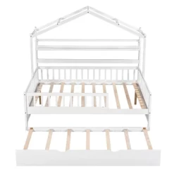 Full Size House Bed With Storage Shelves Full Size Platform Bed Frame With Twin Trundle For Kids Teens Girls Boys White 12 Full Size House Bed With Storage Shelves Full Size Platform Bed Frame With Twin Trundle For Kids Teens Girls Boys White -Garvee GUEST 90aef186 9403 433b 8e02 9d1addf607e8