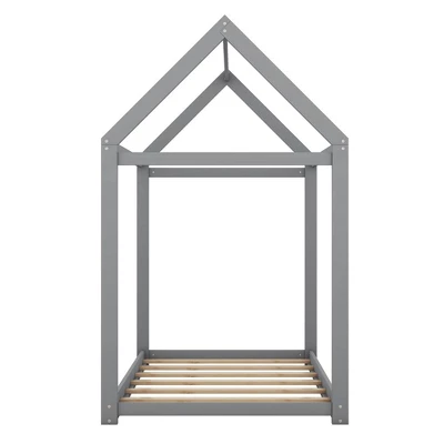 House Bed Frame With Roof, Twin Size Wooden House Bed Floor Beds, Fun Playhouse Bed Frames, For Kids Girls & Boys 6 House Bed Frame With Roof, Twin Size Wooden House Bed Floor Beds, Fun Playhouse Bed Frames, For Kids Girls & Boys - Image 4