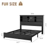 Full Size Bed Frame With Bookcase Headboard, Full Platform Bed With 2-tier Storage & Charging Station, No Box Spring Needed Easy Assemble,Black 2 Full Size Bed Frame With Bookcase Headboard, Full Platform Bed With 2-tier Storage & Charging Station, No Box Spring Needed Easy Assemble,Black -Garvee GUEST 91ef3e65 731c 4ce5 b956 b2dd4e7e80a9