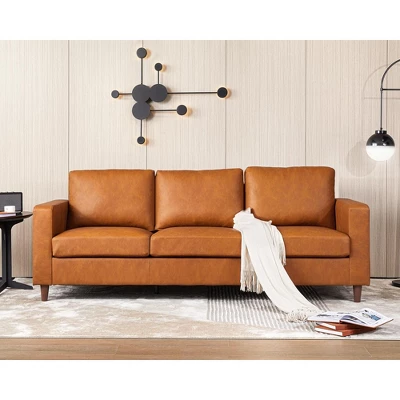 Whizmax 85" Leather Couch For Living Room, Modern Sofa Couches With Padded Backrest For Living Room, Bedroom, Office, Orange 3 Whizmax 85" Leather Couch For Living Room, Modern Sofa Couches With Padded Backrest For Living Room, Bedroom, Office, Orange