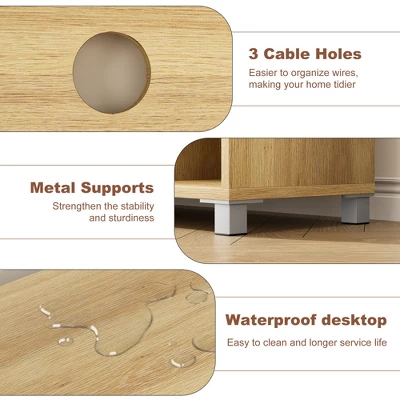 TV Stand For 65 Inch, Entertainment Center With Storage Shelves & Glass Doors – Wooden Media Console Cabinet For Living Room, Bedroom 9 TV Stand For 65 Inch, Entertainment Center With Storage Shelves & Glass Doors – Wooden Media Console Cabinet For Living Room, Bedroom - Image 7