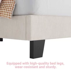 Twin Bed Frames, Corduroy Upholstered Twin Size Bed Frame Platform With Adjustable Headboard, Cute Velvet Twin Bed, Strong Wooden Slats -Garvee GUEST 931d97dd 7b3e 49d3 999b d474c52887d6