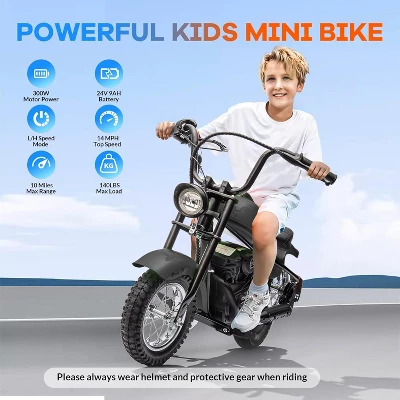 Electric Motorcycle For Kids, 24V 250W Kids Electric Dirt Bike, Two Speed Max Up To 14MPH & 60 Minutes Continuous, With Led Lights 9 Electric Motorcycle For Kids, 24V 250W Kids Electric Dirt Bike, Two Speed Max Up To 14MPH & 60 Minutes Continuous, With Led Lights - Image 7