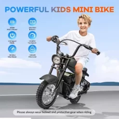 Garvee Electric Dirt Bike For Kids With 15 MPH Top Speed, 24V 300W Motor, LED Lights & 12" Air-Filled Tires
