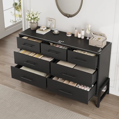Garvee 7 Dresser For Bedroom, Freestanding 52" Wide Drawer Dresser With Storage, Wooden Closet Storage Chest For Living Room, Bedroom 5 Garvee 7 Dresser For Bedroom, Freestanding 52" Wide Drawer Dresser With Storage, Wooden Closet Storage Chest For Living Room, Bedroom - Image 3