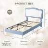 Bed Frames For Kids With Soft Headboard, Velvet Low Bed Frame For Girls, Boys, No Box Spring Needed, Wooden Slats, Noise Free, Sturdy, Easy Assembly