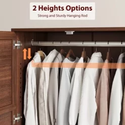 Armoire Wardrobe Closet With 2 Drawers,72" Wooden Tall Clothing Wardrobe Cabinet With Hanging Rod, Armoire With Doors Adjustable Shelves For Bedroom -Garvee GUEST 9416c2f5 b3fc 4b93 b40c a750bf00ec02 1