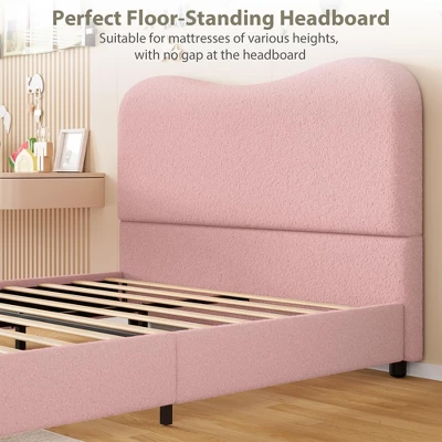 Kids Bed Frame With Upholstered Headboard, Low Profile Sturdy Platform Bed With Soft Boucle Fabric For Girls And Boys, Heavy Duty, Wooden Slats 9 Kids Bed Frame With Upholstered Headboard, Low Profile Sturdy Platform Bed With Soft Boucle Fabric For Girls And Boys, Heavy Duty, Wooden Slats - Image 7