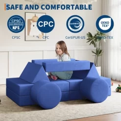 Kids Couch For Building Fort Toy,13pcs DIY Toddler Sofa,Velvet Toddler Futon Sofa Bed For Playroom, Bedroom,Grey -Garvee GUEST 9443da44 8046 4fa7 b7ad a4f87f200133