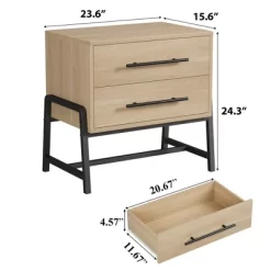 Farmhouse Nightstand With Drawers, Light Wood Side Table With Metal Legs 9 Farmhouse Nightstand With Drawers, Light Wood Side Table With Metal Legs -Garvee GUEST 9477e59a 412b 4566 ac5d 8f9e1d1c6202