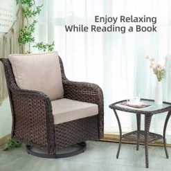 Whizmax Swivel Rocker Patio Chairs Set Of 2 And Matching Side Table - 3 Piece Wicker Patio Bistro Set With Premium Fabric Cushions Outdoor Furniture -Garvee GUEST 94966fb6 9fb8 42b2 a76a 9c04b11df143