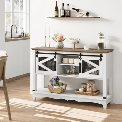 Entryway Table With Cabinet, Farmhouse Console Sofa Table With Storage, Rustic Sofa Table With Sliding Barn Doors, Console Table With Open Shelf 9 Entryway Table With Cabinet, Farmhouse Console Sofa Table With Storage, Rustic Sofa Table With Sliding Barn Doors, Console Table With Open Shelf - Image 7