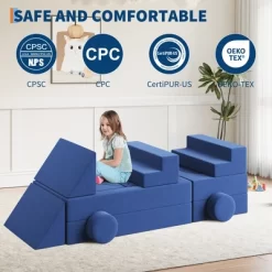 Kids Couch For Building Fort Toy,22pcs DIY Toddler Sofa,Velvet Toddler Futon Sofa Bed For Playroom, Bedroom,Grey -Garvee GUEST 9521ab43 e39a 428b 99c8 7dc93b06ee47