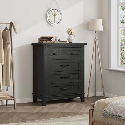 Garvee 4 Dresser For Bedroom, 34.8" Tall Drawer Dresser With Storage Freestanding, Wooden Closet Storage Chest For Living Room, Bedroom 9 Garvee 4 Dresser For Bedroom, 34.8" Tall Drawer Dresser With Storage Freestanding, Wooden Closet Storage Chest For Living Room, Bedroom - Image 7