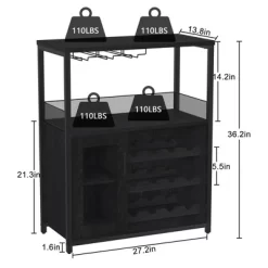 3-Tier Wine Bar Cabinet With Detachable Wine Rack And Storage Space