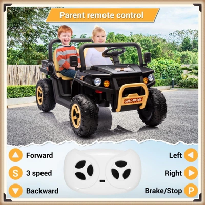 Garvee 24V Kids Ride On Dump Truck, 2-Seater Electric UTV With Remote Control, 4x35W Motors, Shovel, Music, Lights & Bluetooth 4 Garvee 24V Kids Ride On Dump Truck, 2-Seater Electric UTV With Remote Control, 4x35W Motors, Shovel, Music, Lights & Bluetooth - Image 2