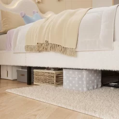 Twin Bed Frame With Adjustable Upholstered Headboard Girls Boucle Platform Bed Frame With Storage Drawers Princess Bed Frame For Kids -Garvee GUEST 977c9bab 76ad 49f6 a669 2cfe7ae7571c