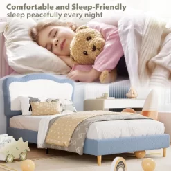 Bed Frames For Kids With Soft Headboard, Velvet Low Bed Frame For Girls, Boys, No Box Spring Needed, Wooden Slats, Noise Free, Sturdy, Easy Assembly -Garvee GUEST 9840afb0 4416 4cf7 8ac3 ace75699528e