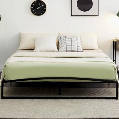 Low Bed Frame, 6 Inch California King Size Metal Platform Bed Frame With Arch Design, Heavy Duty Bed Frame, No Box Spring Needed, Black 5 Low Bed Frame, 6 Inch California King Size Metal Platform Bed Frame With Arch Design, Heavy Duty Bed Frame, No Box Spring Needed, Black - Image 3