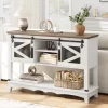 Entryway Table With Cabinet, Farmhouse Console Sofa Table With Storage, Rustic Sofa Table With Sliding Barn Doors, Console Table With Open Shelf -Garvee GUEST 992a1465 25ef 4635 bd4e f6d94dc955ed